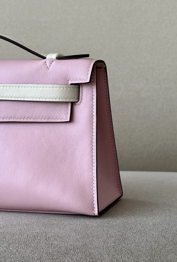 Kelly Pochette HSS Swift Rose Sakura(3Q) And Nata(I2)Gold Hardware - Image 9
