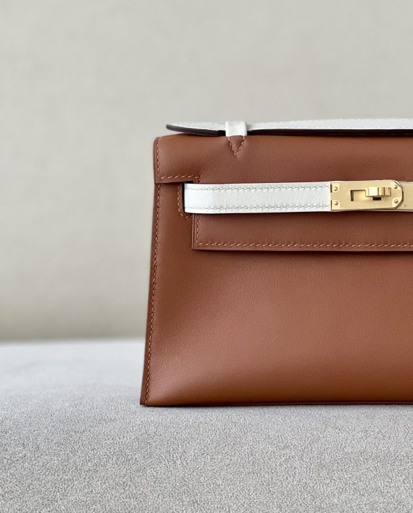 Kelly Pochette HSS Swift Gold(37) And Craie(10)Gold Hardware - Image 10