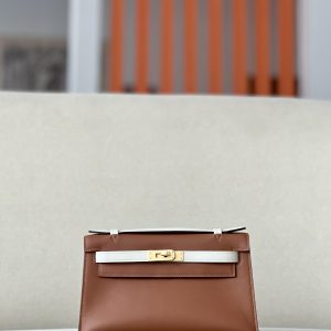 Kelly Pochette HSS Swift Gold(37) And Craie(10)Gold Hardware