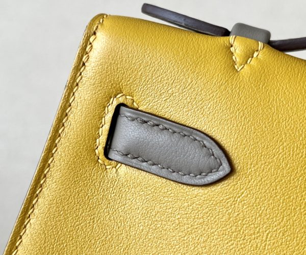 Kelly Pochette HSS Swift Jaune Amber(9D) And Gris Asphalte(M8)Rose Gold Hardware - Image 7
