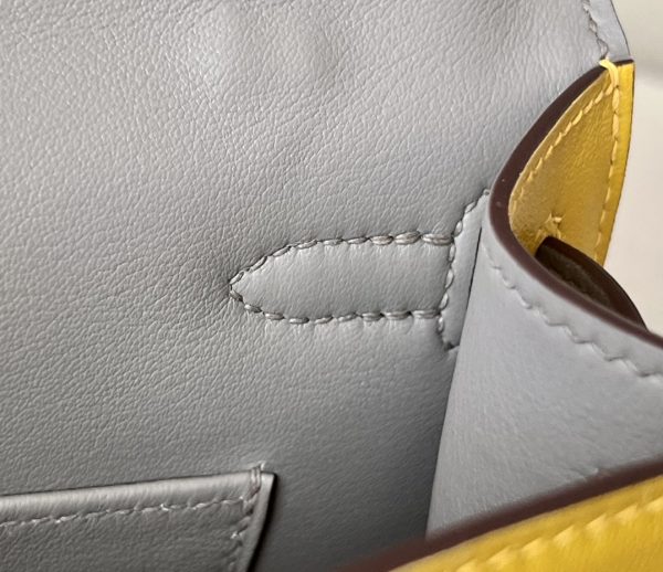 Kelly Pochette HSS Swift Jaune Amber(9D) And Gris Asphalte(M8)Rose Gold Hardware - Image 6