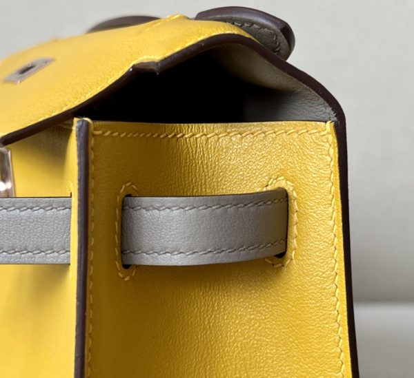 Kelly Pochette HSS Swift Jaune Amber(9D) And Gris Asphalte(M8)Rose Gold Hardware - Image 5