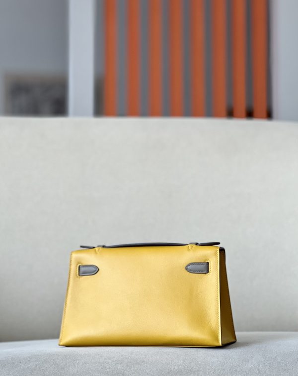 Kelly Pochette HSS Swift Jaune Amber(9D) And Gris Asphalte(M8)Rose Gold Hardware - Image 2