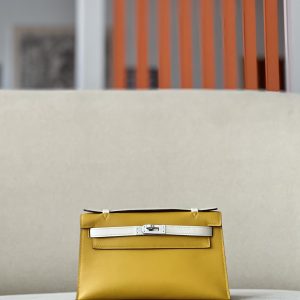 Kelly Pochette HSS Swift Jaune Amber(9D) And Craie(10)Palladium Hardware