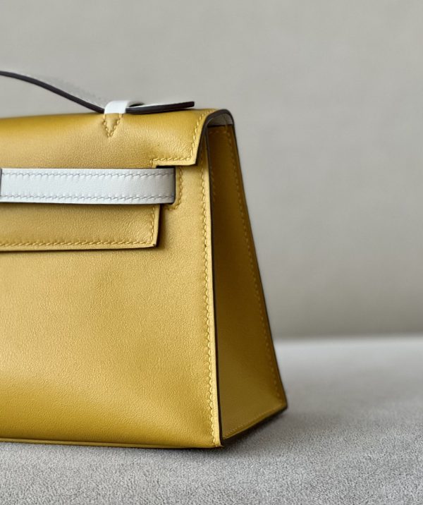 Kelly Pochette HSS Swift Jaune Amber(9D) And Craie(10)Palladium Hardware - Image 8