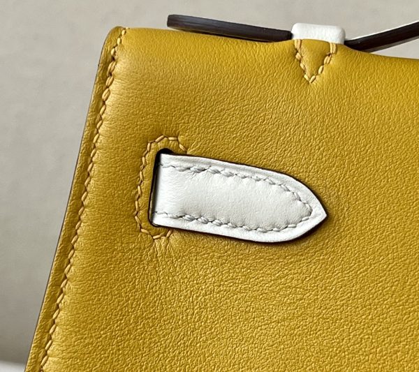 Kelly Pochette HSS Swift Jaune Amber(9D) And Craie(10)Palladium Hardware - Image 7