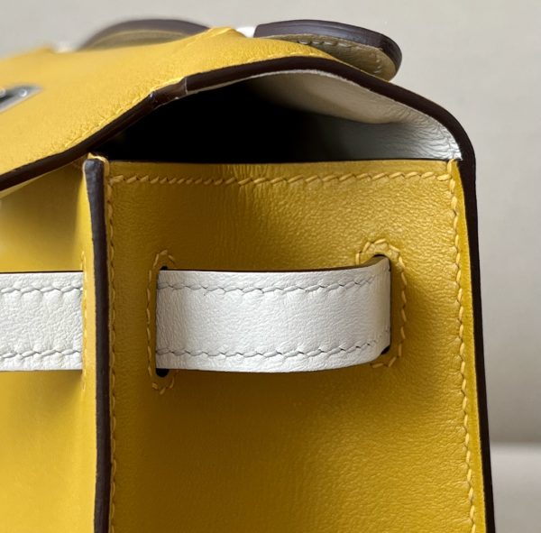 Kelly Pochette HSS Swift Jaune Amber(9D) And Craie(10)Palladium Hardware - Image 5