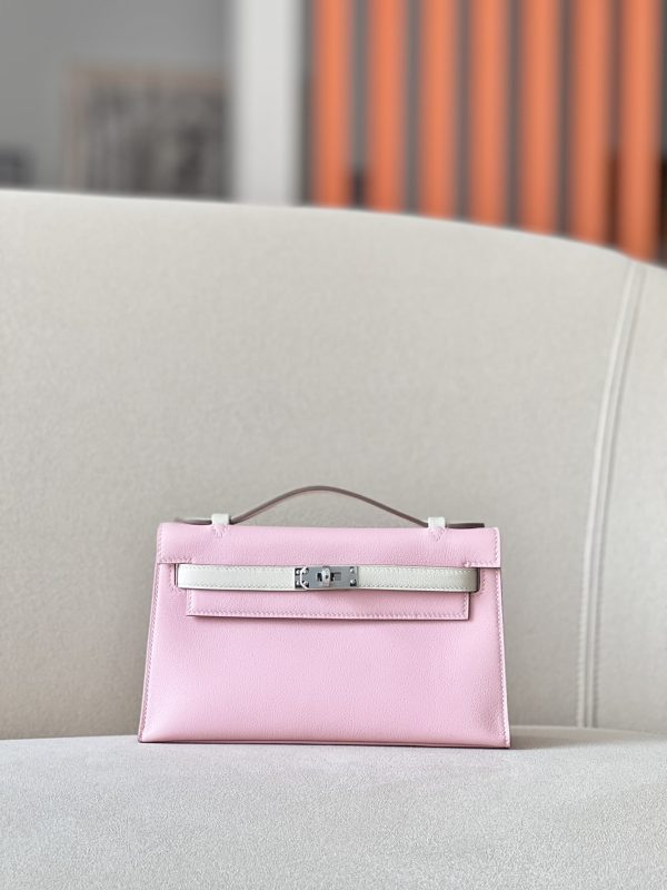 Kelly Pochette HSS Swift Rose Sakura(3Q) And Nata(I2)Palladium Hardware