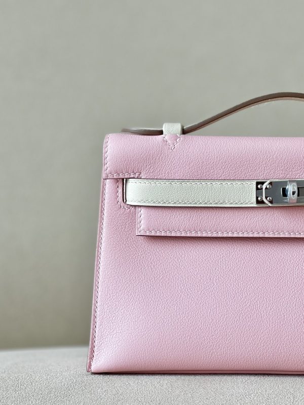 Kelly Pochette HSS Swift Rose Sakura(3Q) And Nata(I2)Palladium Hardware - Image 9