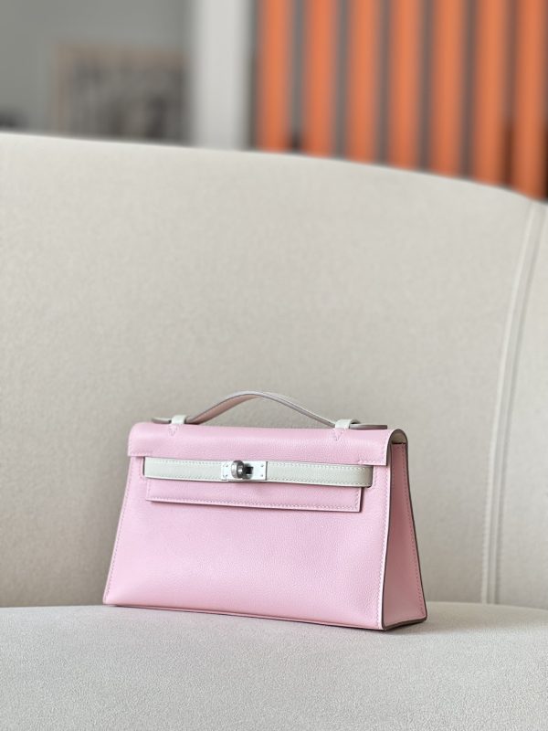 Kelly Pochette HSS Swift Rose Sakura(3Q) And Nata(I2)Palladium Hardware - Image 2