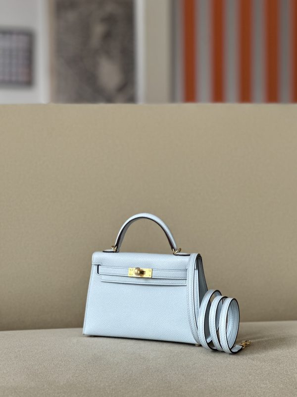 Kelly Mini Epsom Blue Brume (T0) Gold Hardware - Image 2