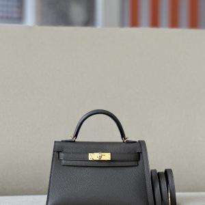 Kelly Mini Epsom Etain (8F) Gold Hardware