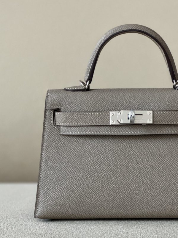 Kelly Mini Epsom Gris Asphalte (M8) Palladium Hardware - Image 11