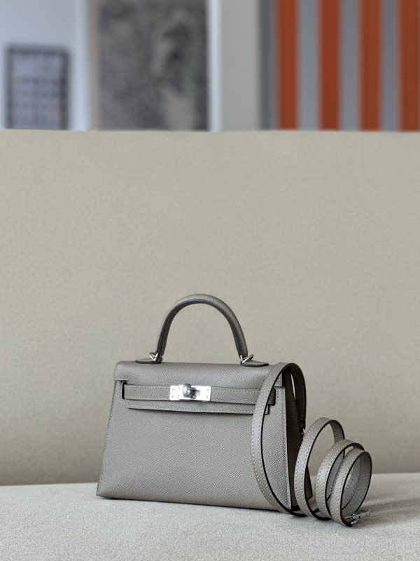 Kelly Mini Epsom Gris Asphalte (M8) Palladium Hardware - Image 2