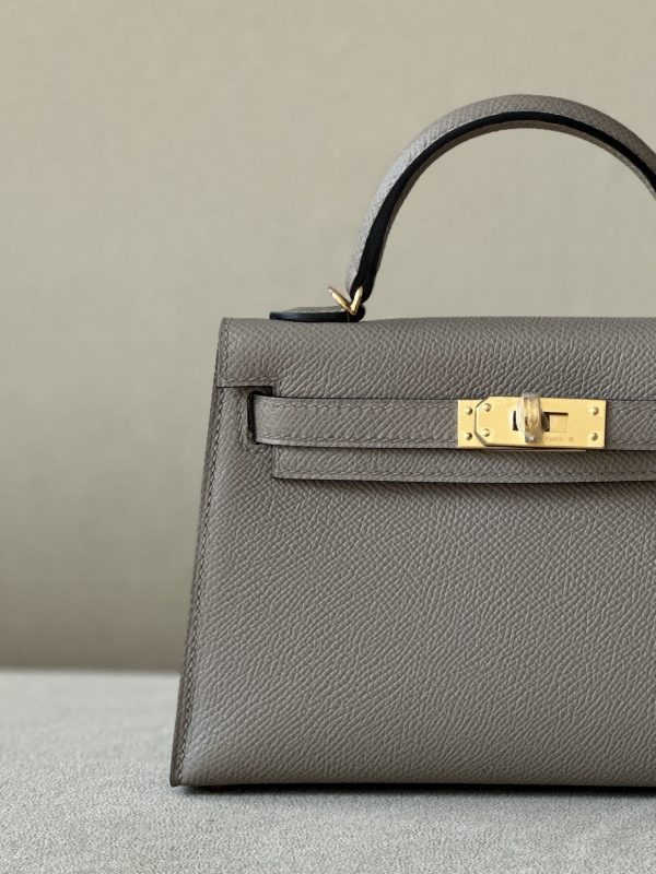 Kelly Mini Epsom Gris Asphalte (M8) Gold Hardware - Image 11