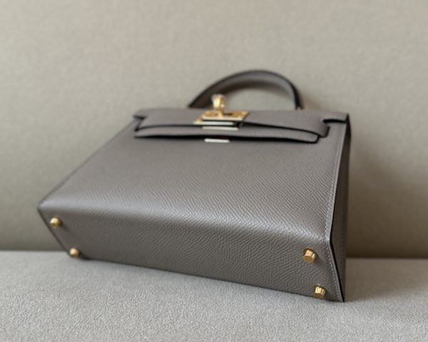 Kelly Mini Epsom Gris Asphalte (M8) Gold Hardware - Image 8
