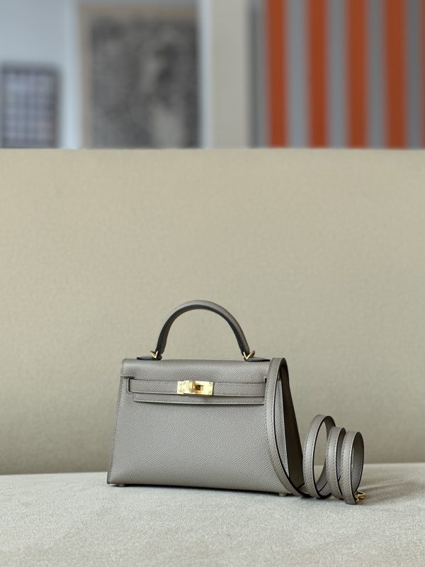 Kelly Mini Epsom Gris Asphalte (M8) Gold Hardware - Image 3