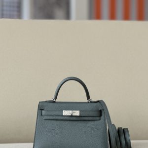 Kelly Mini Epsom Vert Amande (63) Palladium Hardware