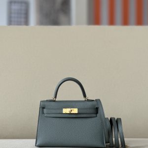 Kelly Mini Epsom Vert Amande (63) Gold Hardware