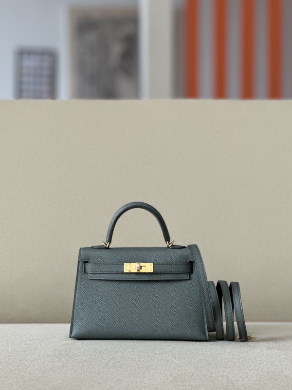 Kelly Mini Epsom Vert Amande (63) Gold Hardware