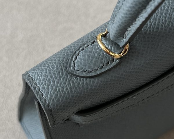 Kelly Mini Epsom Vert Amande (63) Gold Hardware - Image 8