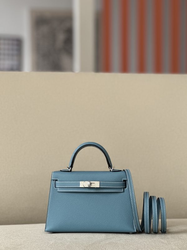 Kelly Mini Epsom New Bleu Jean (D2) Palladium Hardware