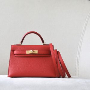 Kelly Mini Epsom Rouge Laque (3M) Gold Hardware