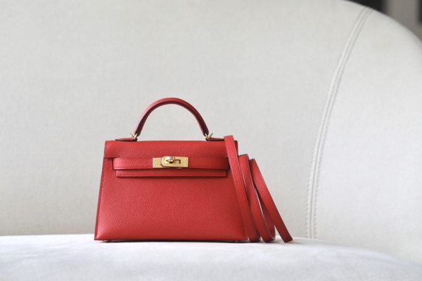 Kelly Mini Epsom Rouge Laque (3M) Gold Hardware