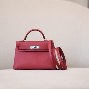 Kelly Mini Epsom Rouge Laque (3M) Palladium Hardware