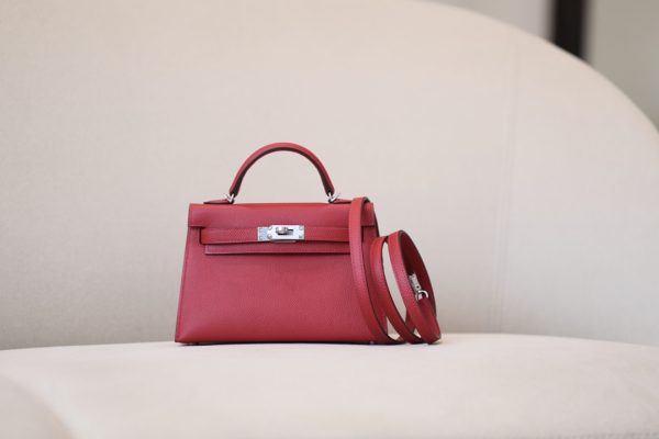 Kelly Mini Epsom Rouge Laque (3M) Palladium Hardware