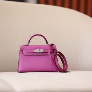 Kelly Mini Epsom Rose Pourpre (L3) Palladium Hardware