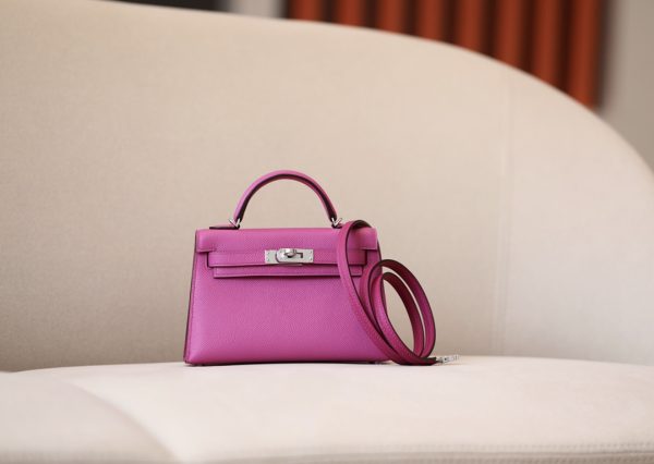 Kelly Mini Epsom Rose Pourpre (L3) Palladium Hardware