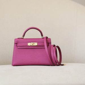 Kelly Mini Epsom Rose Pourpre (L3) Gold Hardware