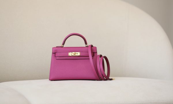 Kelly Mini Epsom Rose Pourpre (L3) Gold Hardware