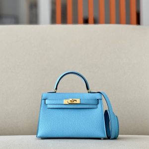 Kelly Mini Epsom Celeste (7N) Gold Hardware