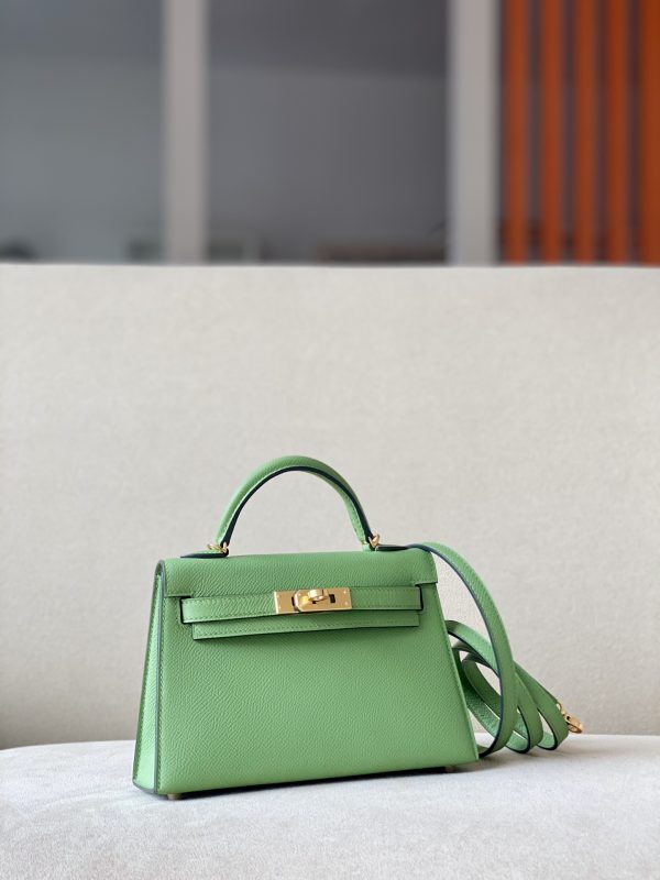 Kelly Mini Epsom Vert Criquet (3I) Gold Hardware