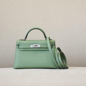 Kelly Mini Epsom Vert Criquet (3I) Palladium Hardware
