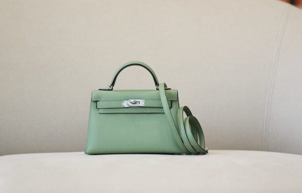 Kelly Mini Epsom Vert Criquet (3I) Palladium Hardware