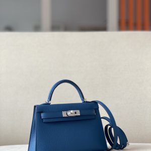 Kelly Mini Epsom Deep Blue (S4) Palladium Hardware