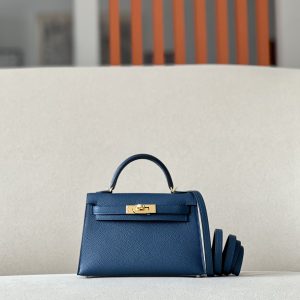 Kelly Mini Epsom Deep Blue (S4) Gold Hardware