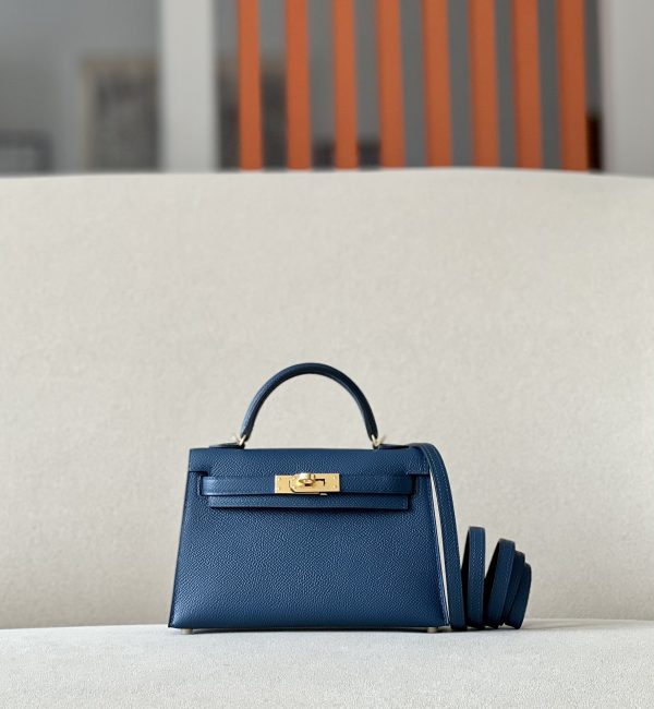 Kelly Mini Epsom Deep Blue (S4) Gold Hardware