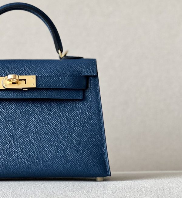 Kelly Mini Epsom Deep Blue (S4) Gold Hardware - Image 10