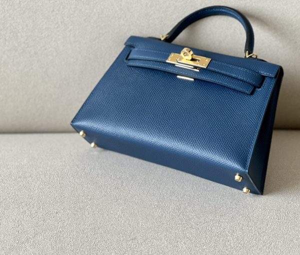 Kelly Mini Epsom Deep Blue (S4) Gold Hardware - Image 4