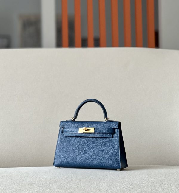 Kelly Mini Epsom Deep Blue (S4) Gold Hardware - Image 3