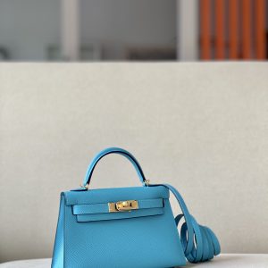 Kelly Mini Epsom Blue du Nord (P3) Gold Hardware