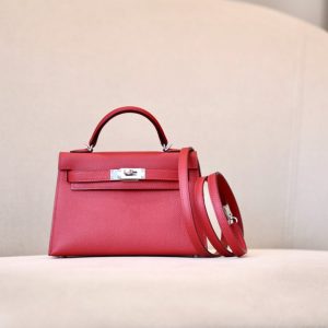 Kelly Mini Epsom Rouge de Coeur (S3) Palladium Hardware