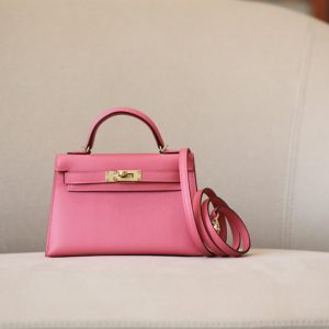 Kelly Mini Epsom Rose Azal¨¦e (8W) Gold Hardware