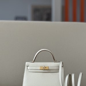Kelly Mini Epsom Craie (10) Gold Hardware