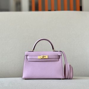 Kelly Mini Epsom Mauve Sylvestre (X9) Gold Hardware