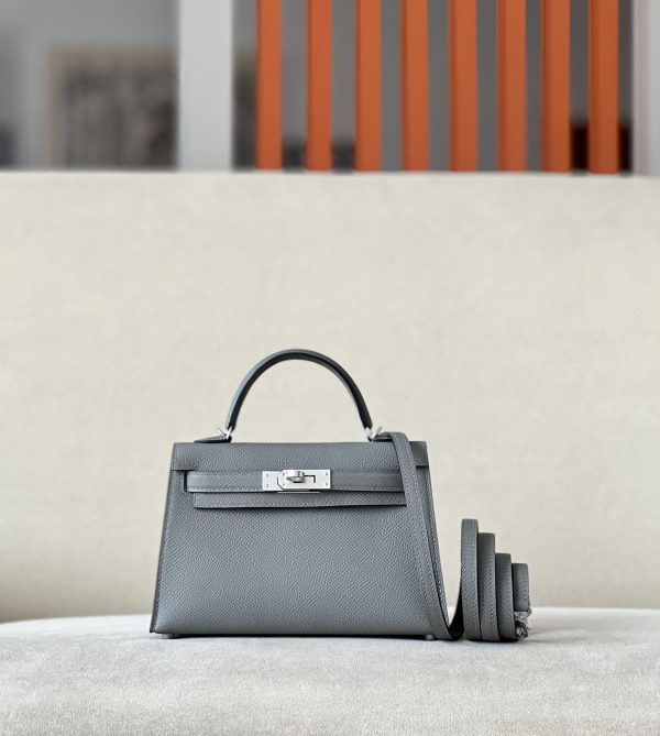 Kelly Mini Epsom Gris Meyer (0L) Palladium Hardware